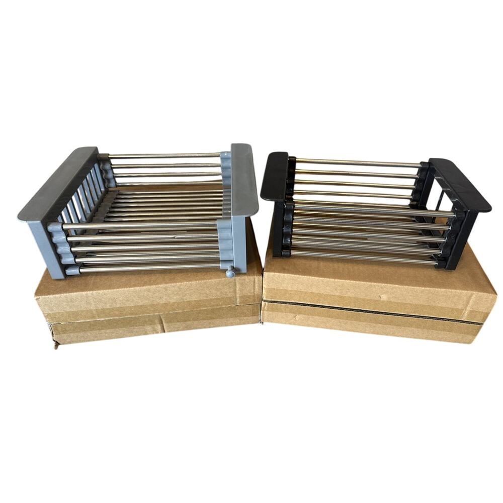 NEW Stainless Steel Retractable Over The Sink Drain Baskets - Set Of 2
